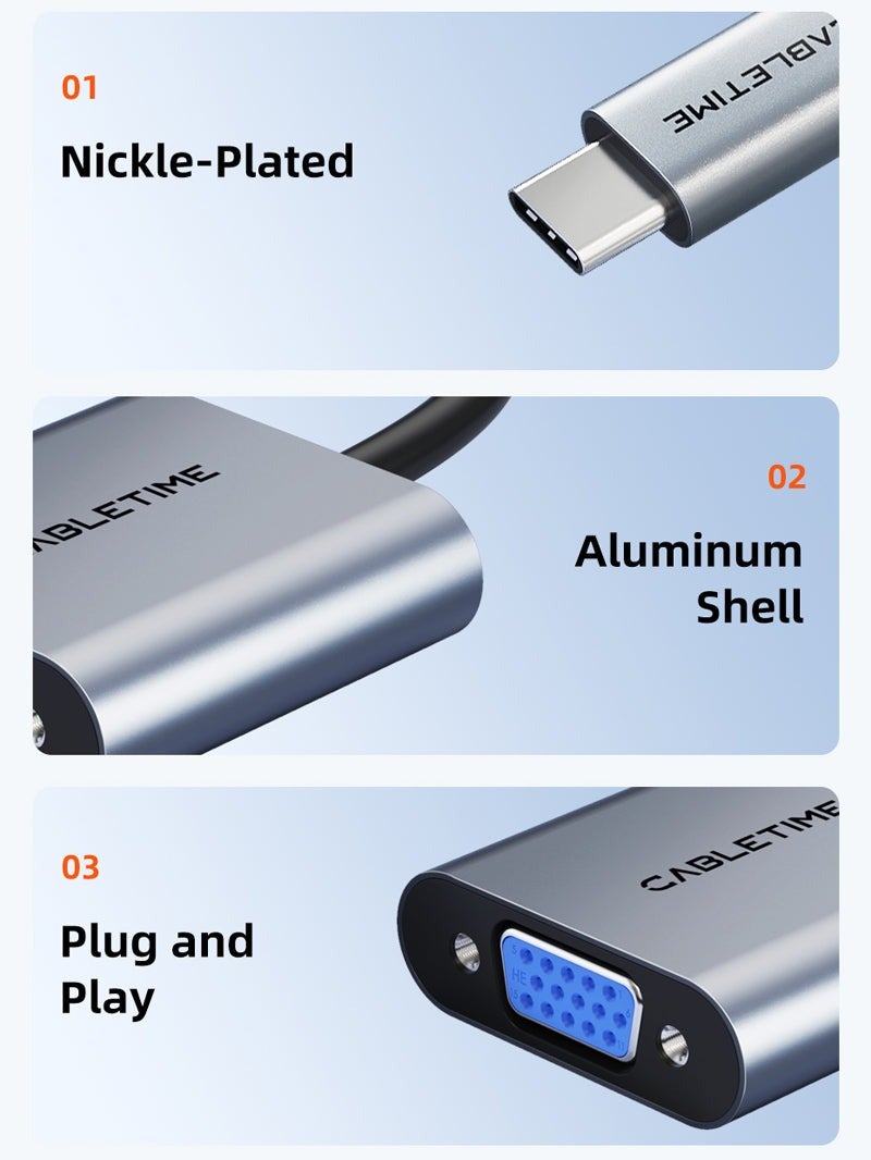 كابل تايم محول USB من النوع C إلى VGA متوافق مع ماك بوك برو - Image 5